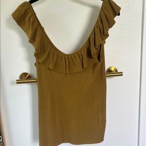 Madewell Ruffled Tank Top in Mustard
